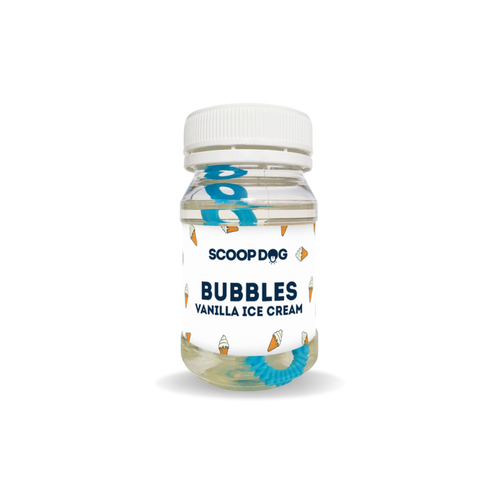 Scoop Dog, dog bubbles, pet treat, dog fun